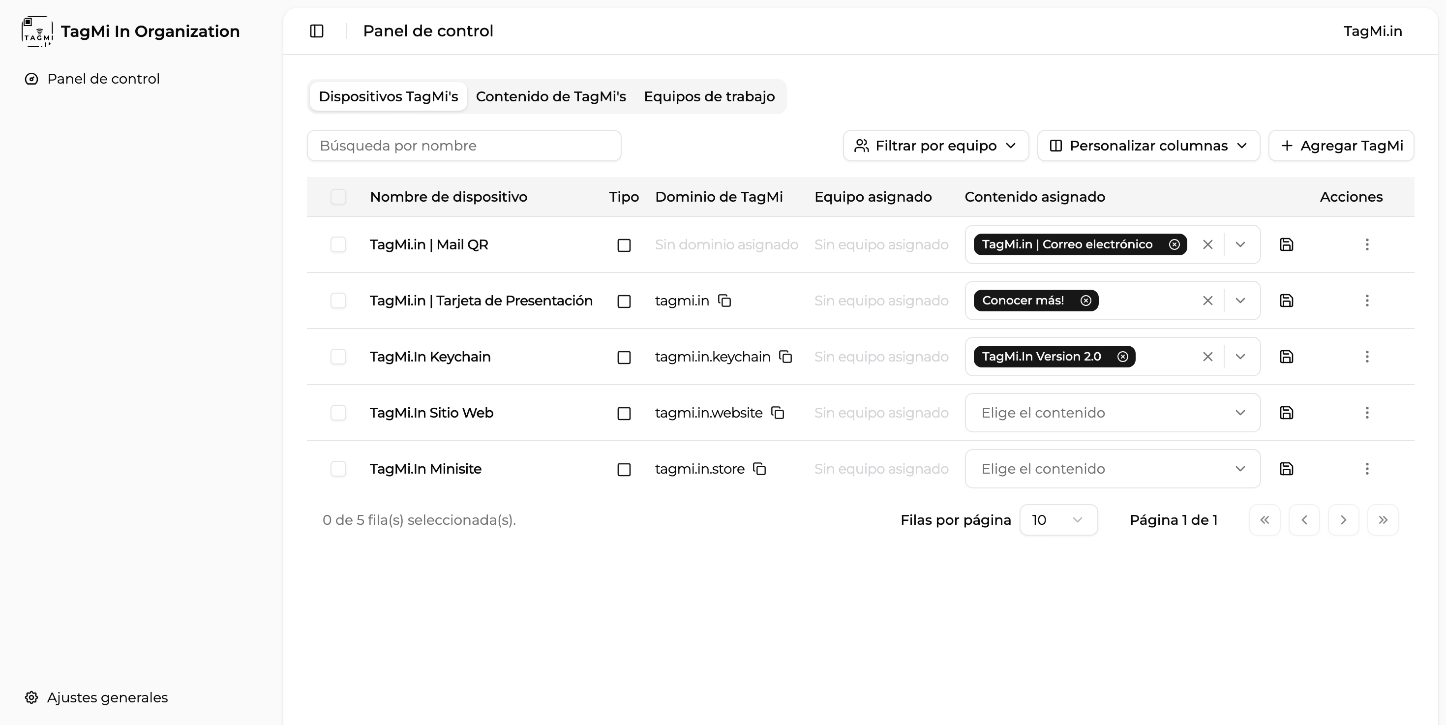 Dashboard screenshot